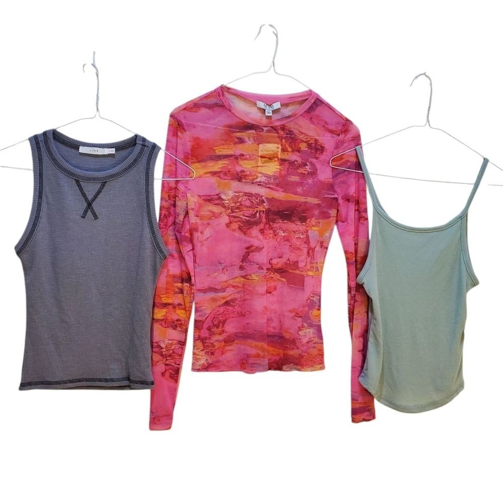 Mixed Bundles AFRM Pink Abstract and Gray Tank Tops Set